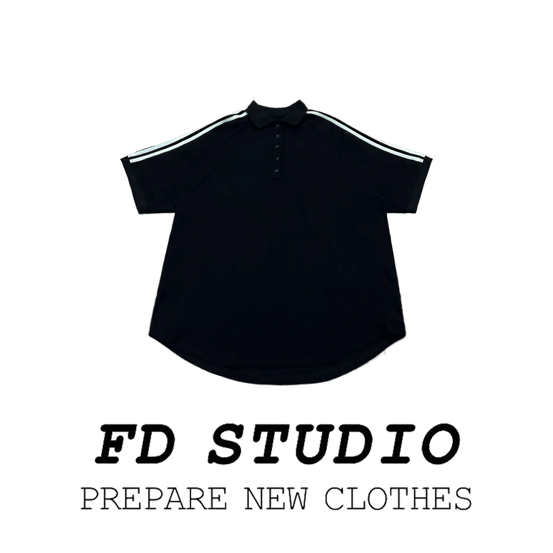 【梵町定制】FD26998夏季新款ins半扣三道杠短袖