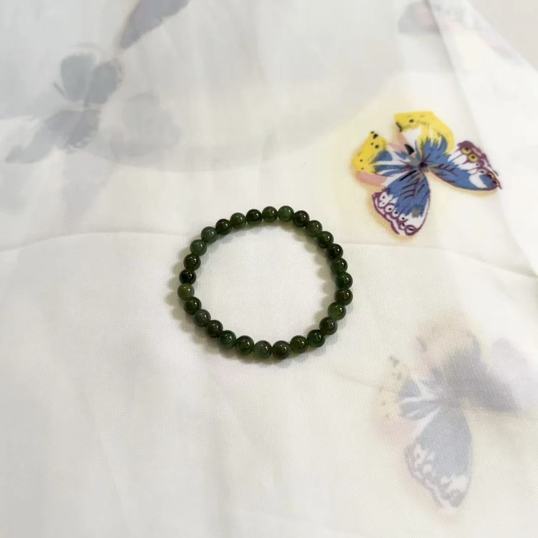 LZ4039-4 6mm天然和田玉碧玉满串手串