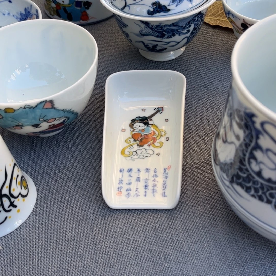 用***6瓷片杯子杯子语想六方杯