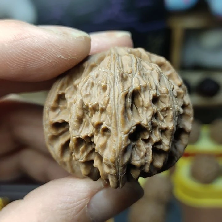 文玩核桃把件磨盘红皮 无药 全品无修 白茬
