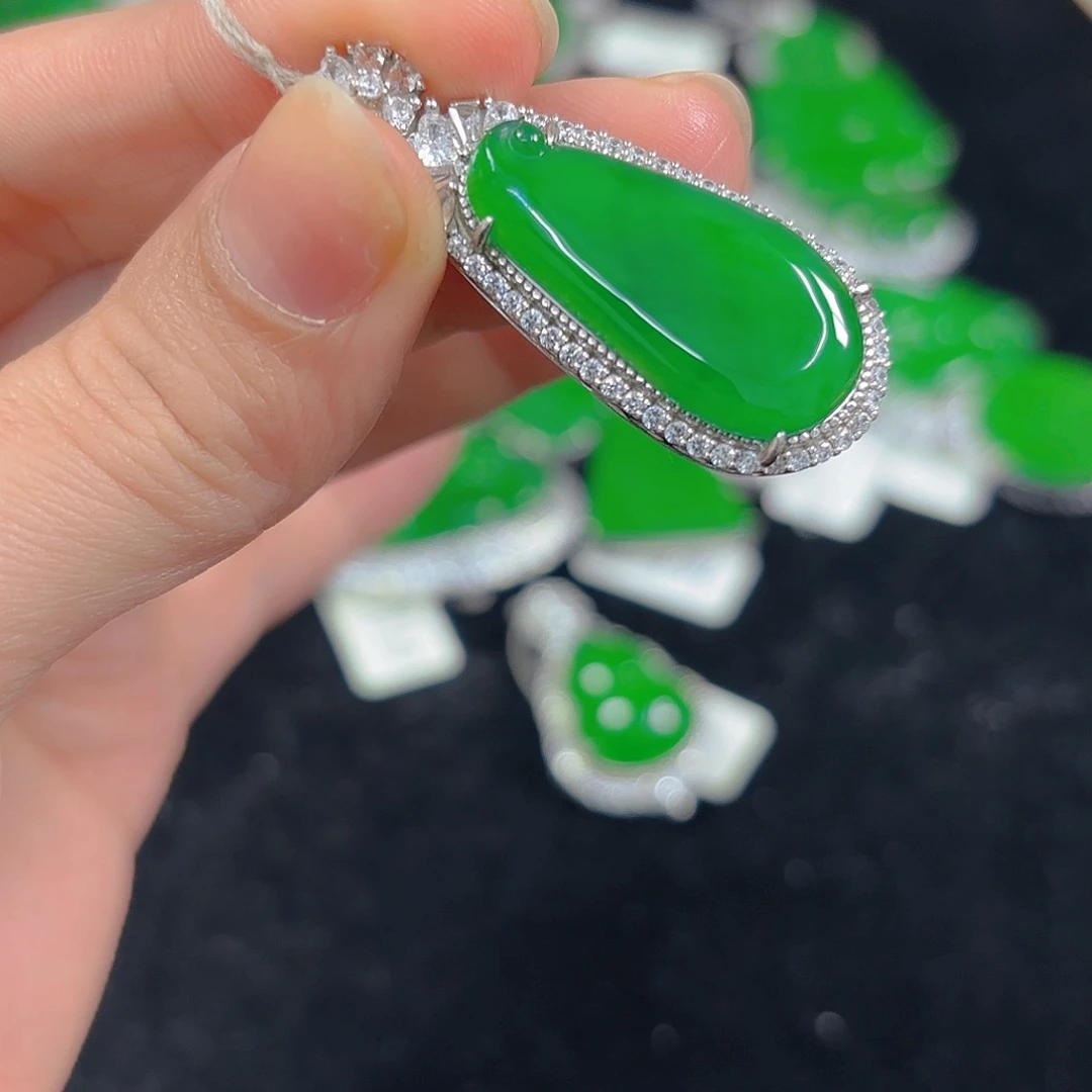 翡翠银S925镶嵌吊坠(不含链)