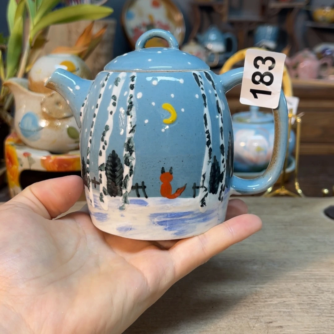壶素浅陶瓷手工手绘