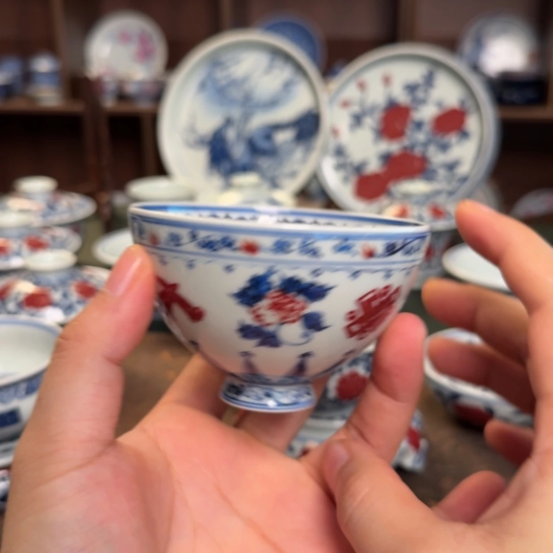 纯手工手绘陶瓷茶具瑕疵