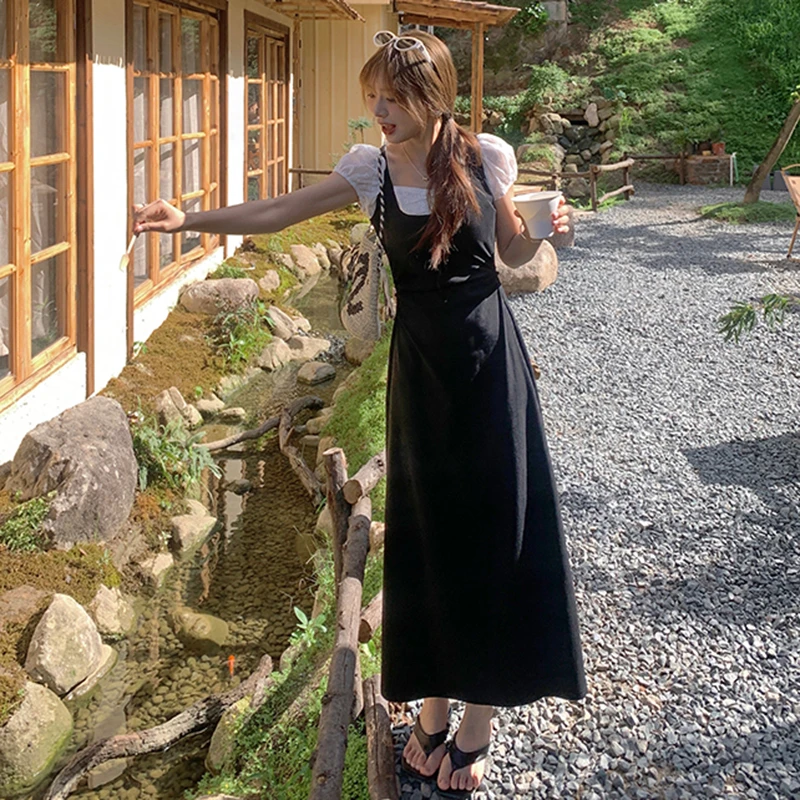 爆款自制枕边童话小个子夏季女气质设计感长款连衣裙新款显瘦法式