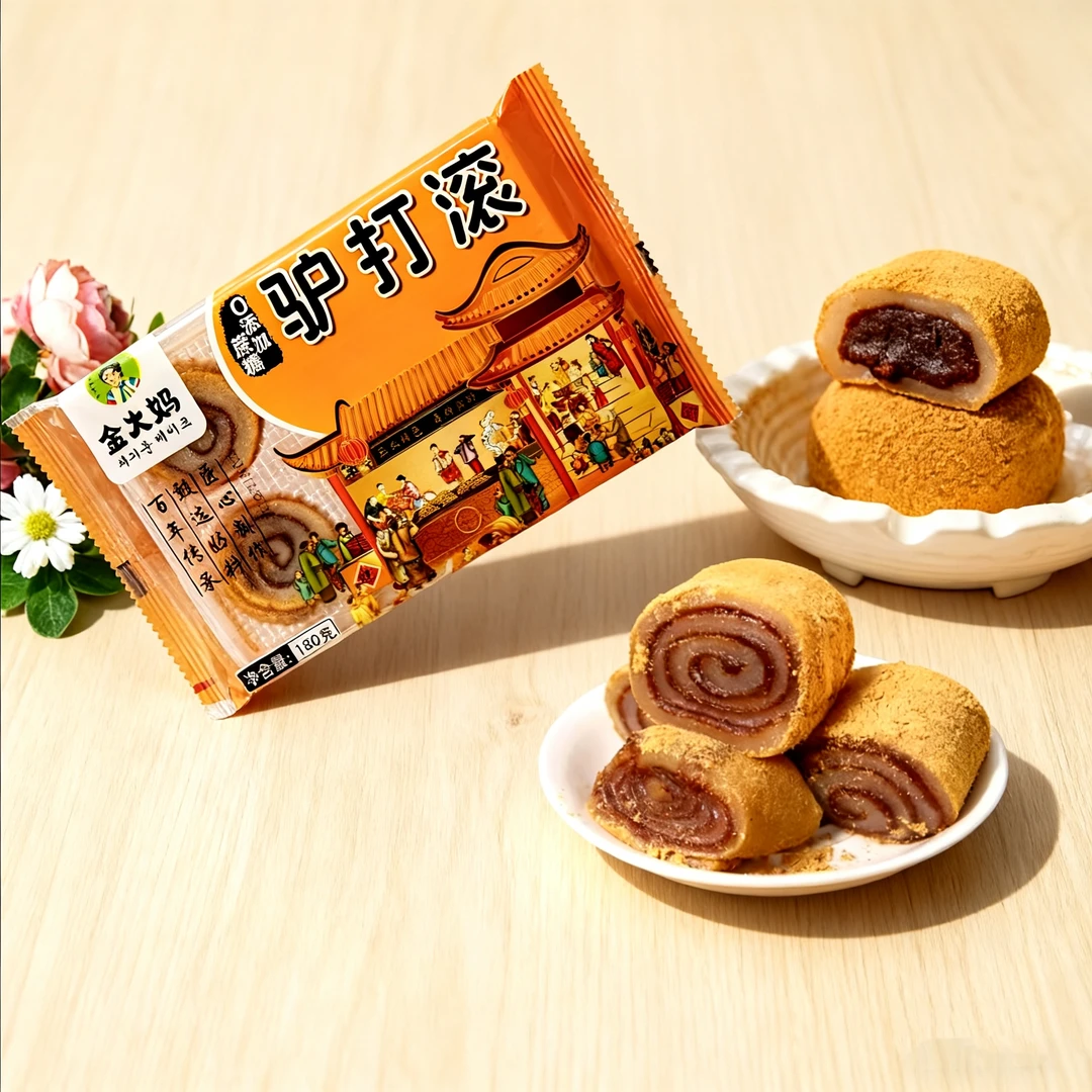 金大妈0添加蔗糖驴打滚红豆大福球麻薯