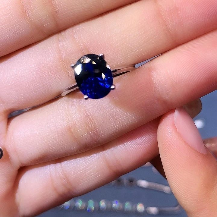 蓝宝石戒指银S925镶嵌
