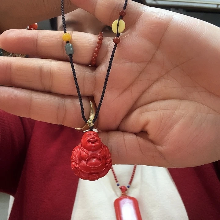可***ʕ天然辰砂精工制作佛公吊坠