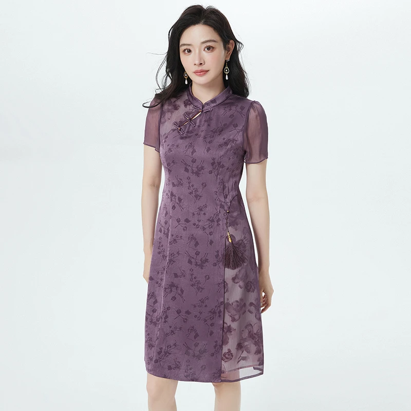 网纱短袖中裙可开扣裙子连衣裙女2025夏52WZ0A0008