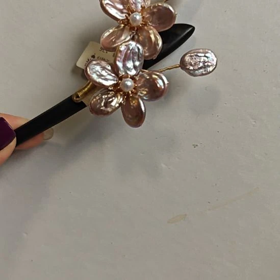 铜合金紫色花花绕线发簪