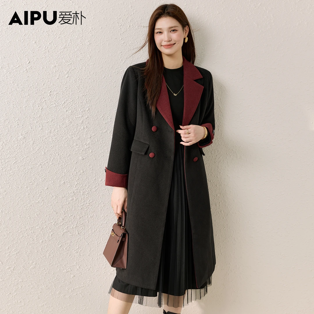 爱朴大码女装长款时尚大气上档次欧若风秋季新品风衣外套女21986