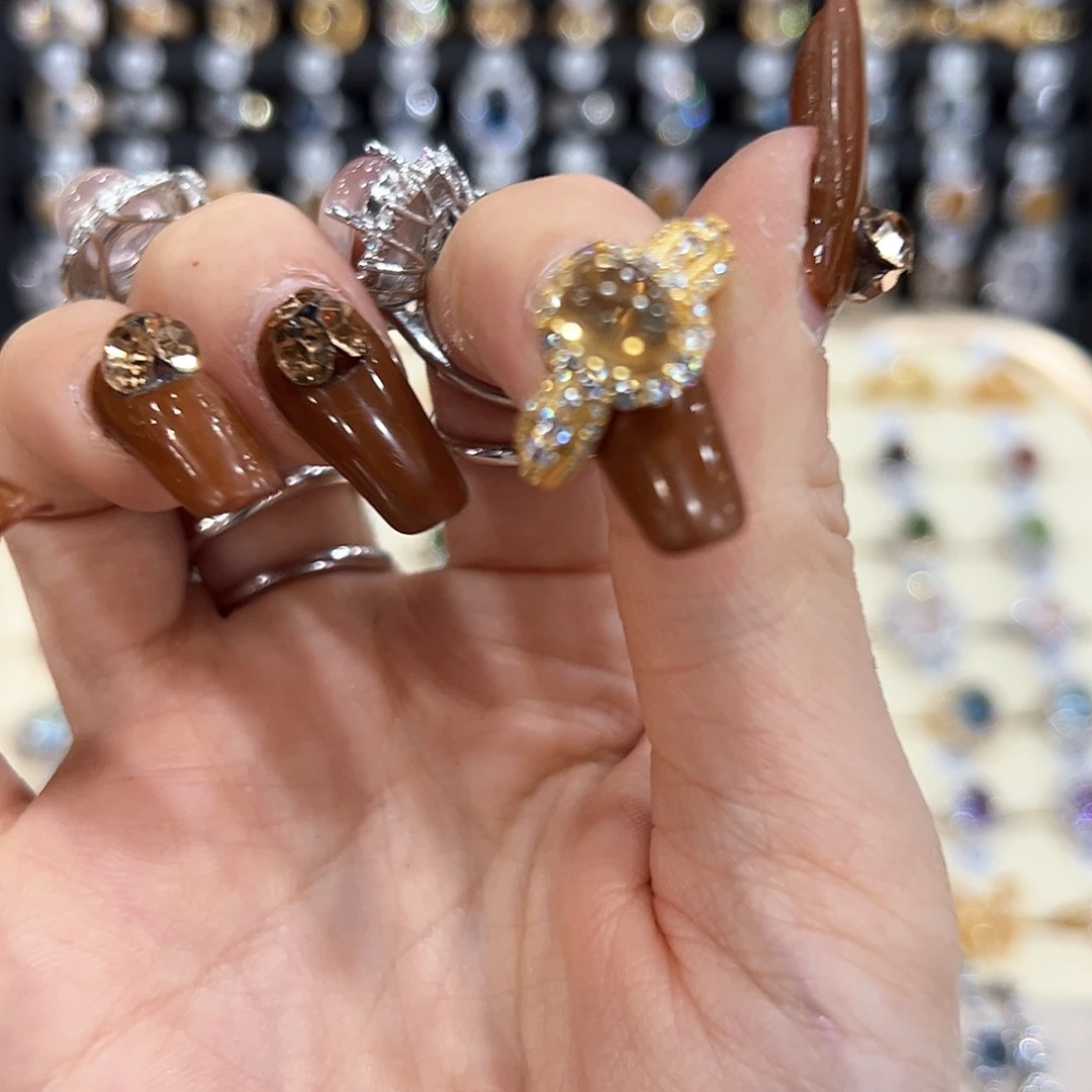 水晶金色拖不保色介意慎拍银托不掉色银S925镶嵌紫*～