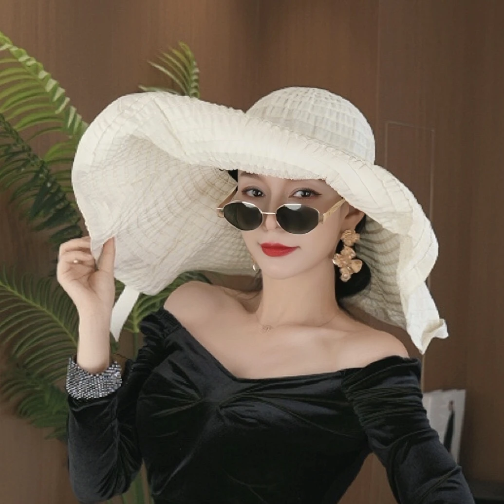 夏季遮脸遮阳帽百搭太阳帽时尚渔夫帽夏天薄款透气大帽