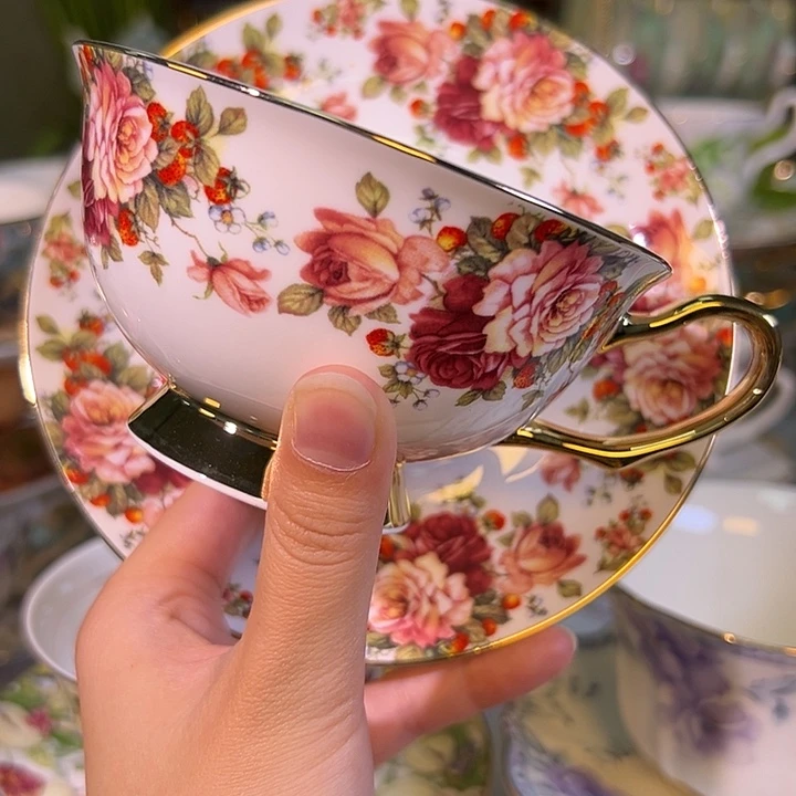 骨瓷凡尔赛花园咖啡杯碟