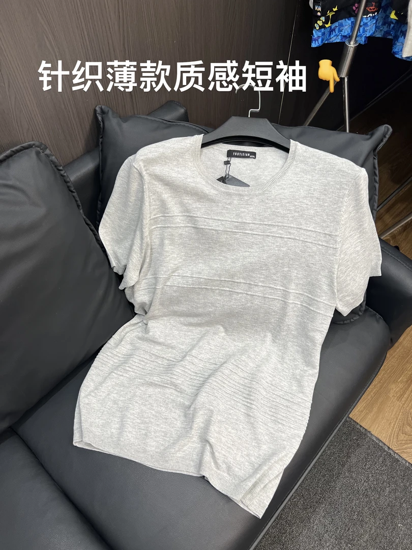 30318-夏季男士休闲时尚混纺针织潮流简约短袖T恤