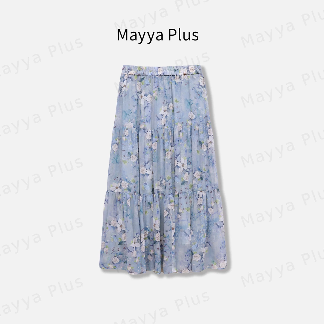 【梨花雨】Mayya Plus麦芽定制高腰碎花蛋糕半裙百搭a字裙32527016