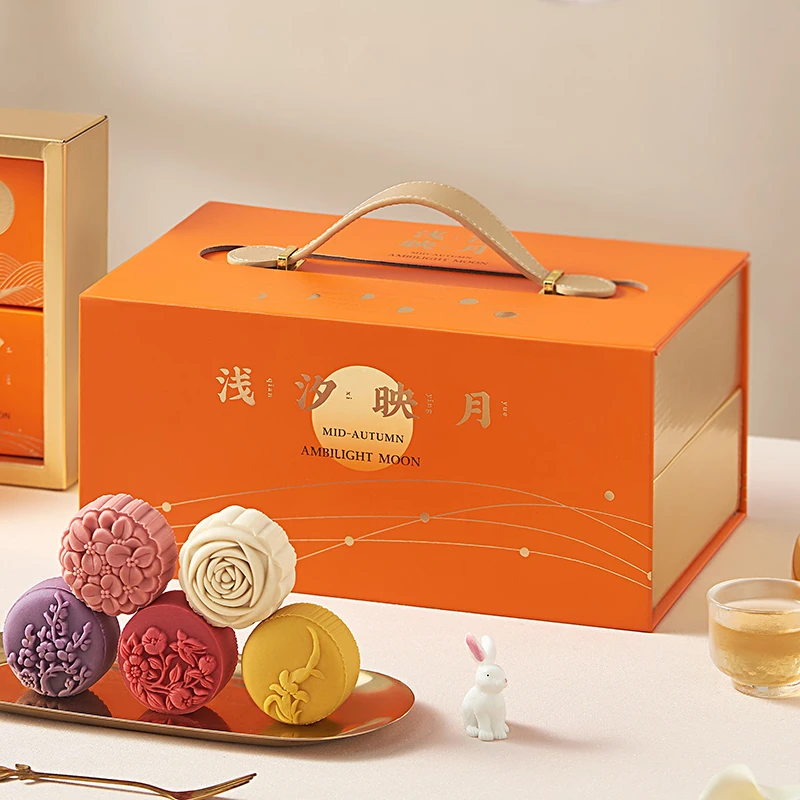 润之禧浅汐映月高档广式月饼礼盒含蛋黄流心月饼中秋节送礼佳品