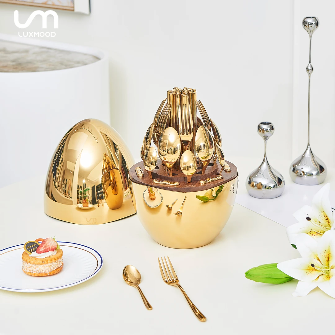 皇室金-LUXMOOD勒慕魔蛋中式西餐具酒店香薰勺筷刀叉轻奢套装送礼