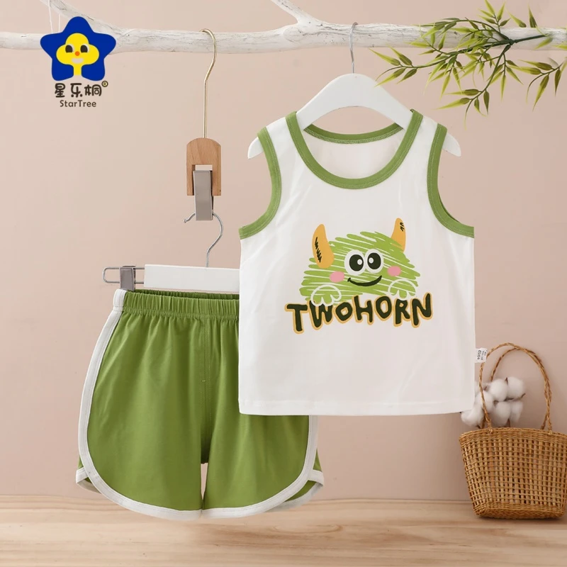 男女宝A类夏季新款冰瓷棉背心套装667104