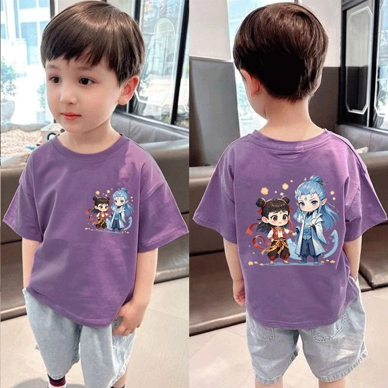 男童童装纯棉T恤上衣儿童夏装宝宝短袖新款2025夏季哪吒打底洋气t