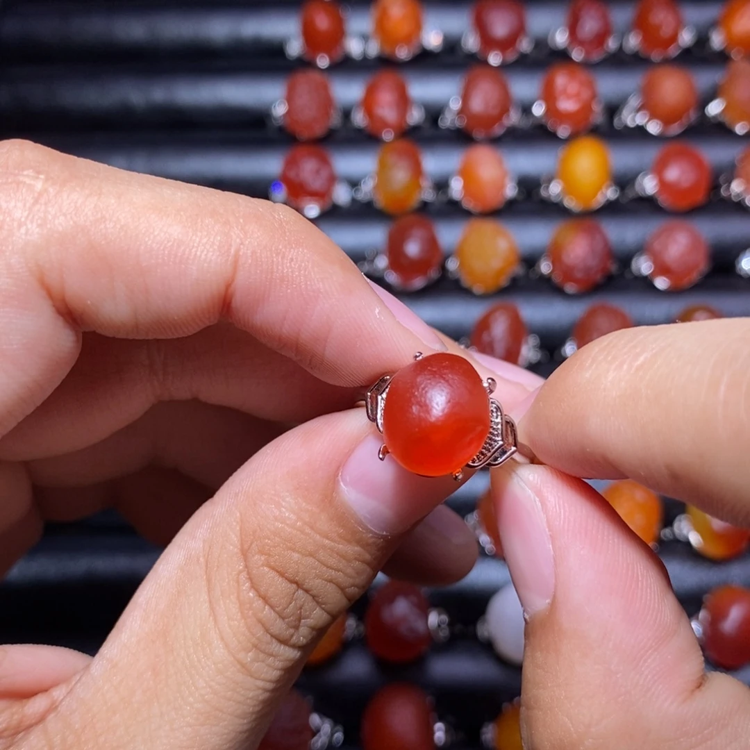 秋***炫玛瑙/玉髓合金戒指