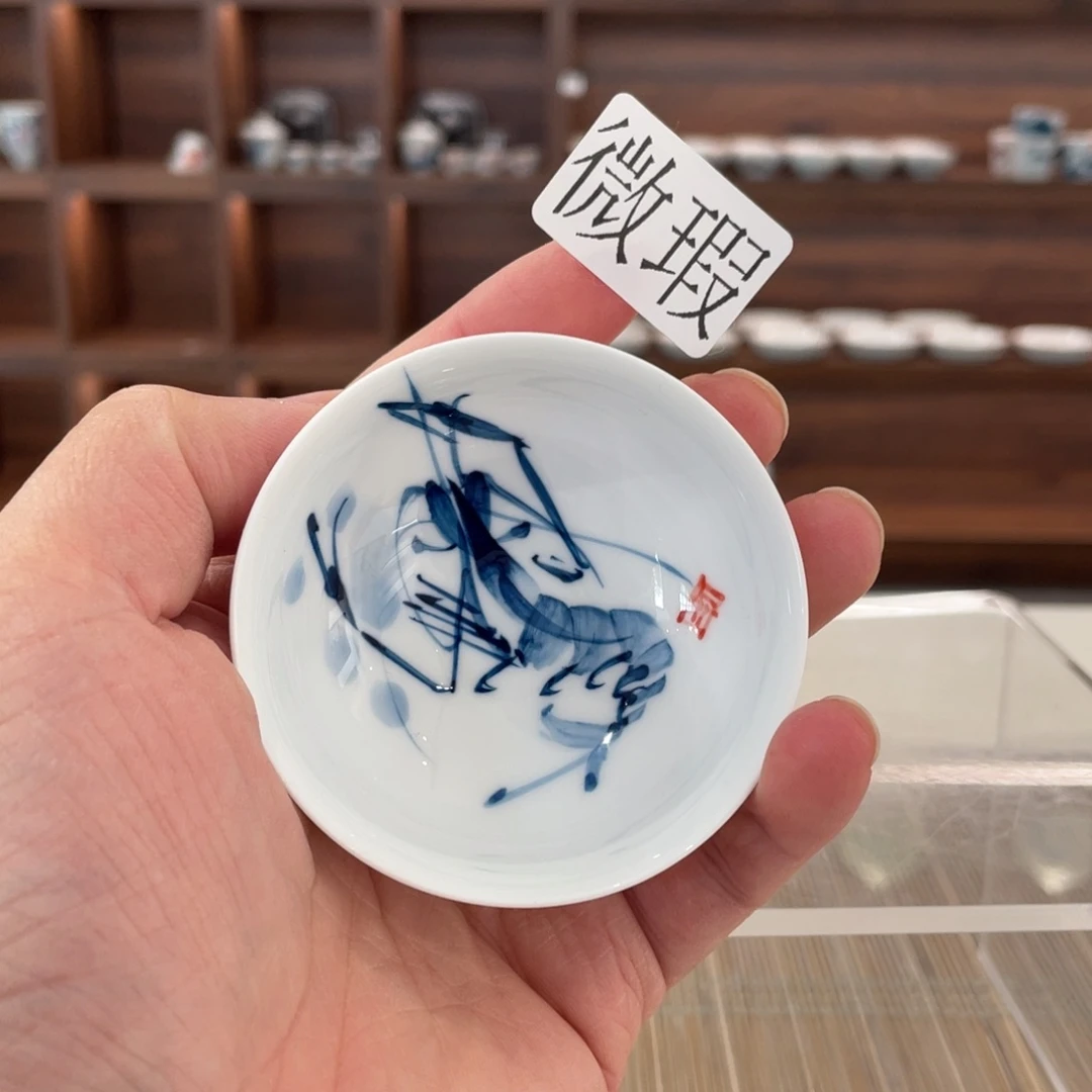 釉下手绘茶具微瑕