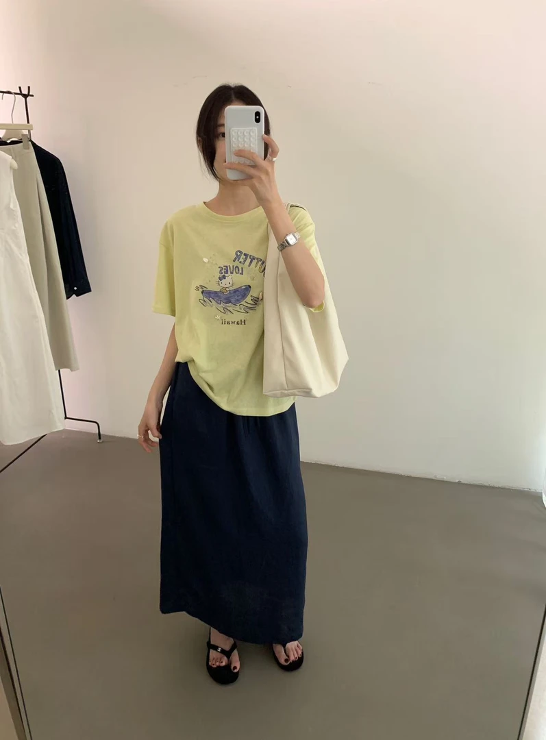 lovely@Z6267 韩系简约卡通图案百搭短袖T 5-22