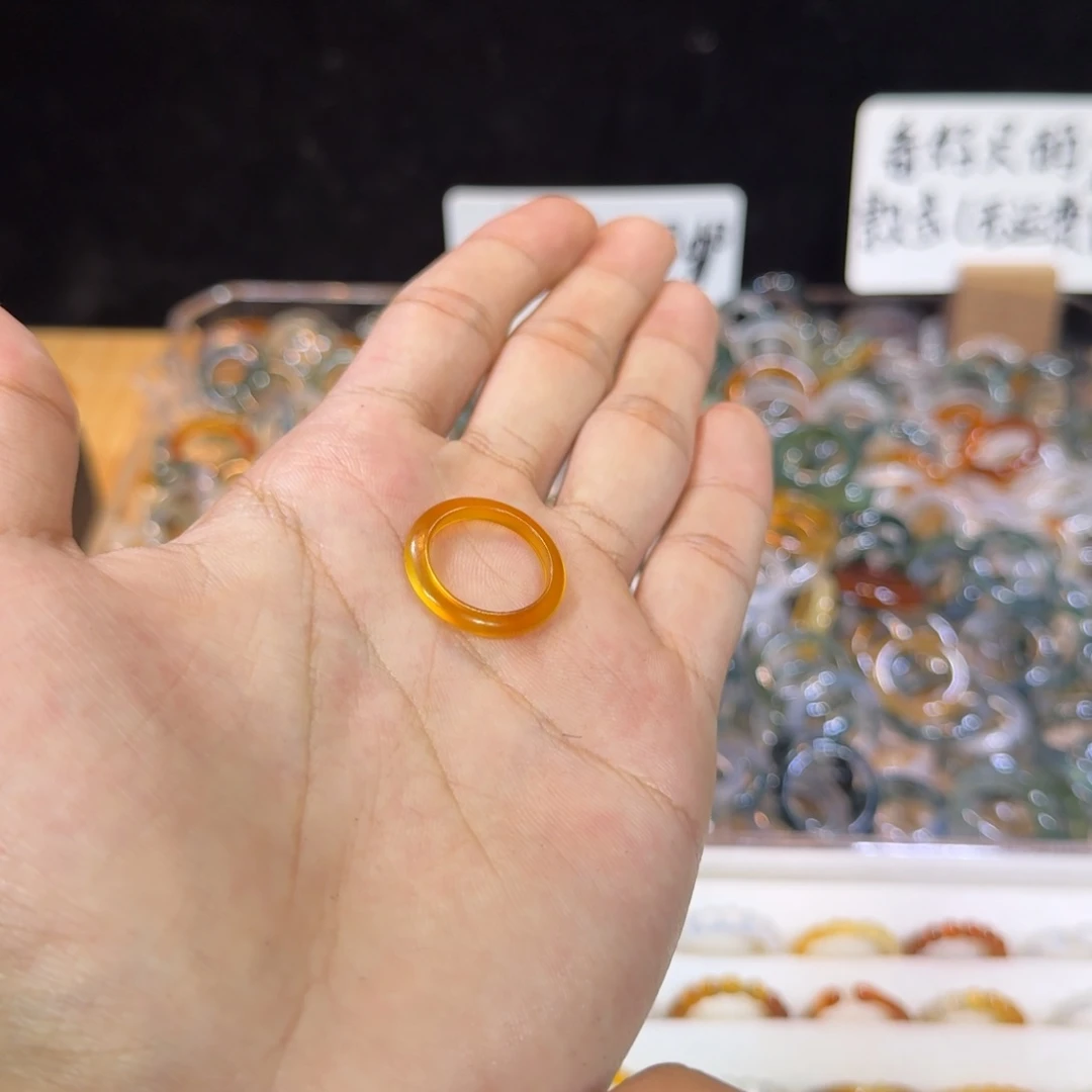 玛瑙/玉髓戒指未镶嵌78号12 圈满9.9包邮有瑕疵