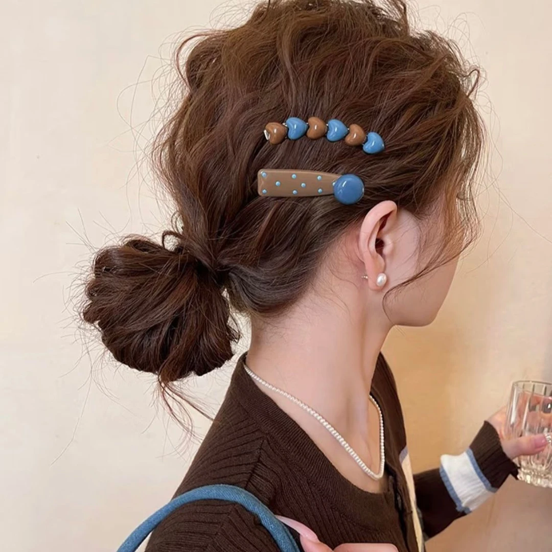 海盐奶咖~发夹女爱心边夹前额一字发卡碎发刘海夹子头饰2025新款