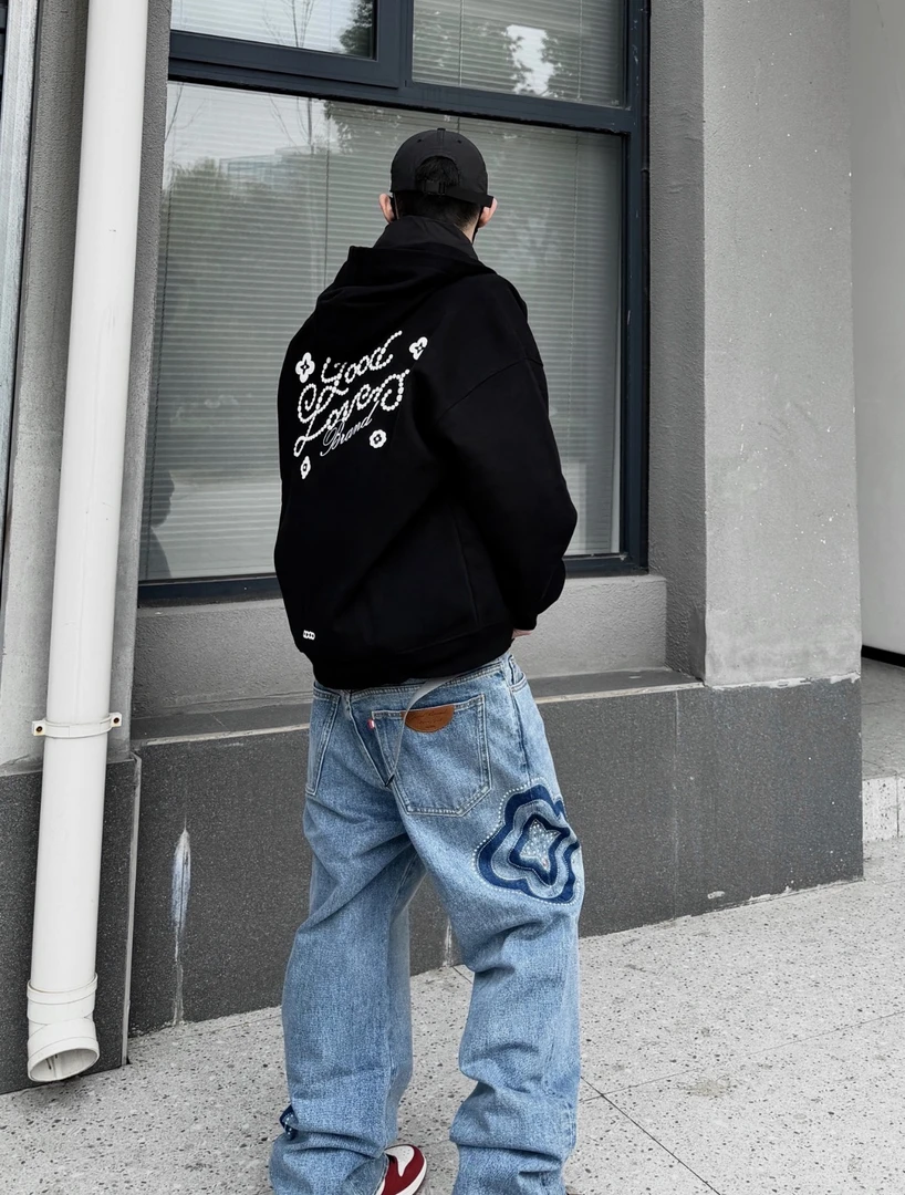【GOD】GOODBRAND 2025FW两侧小花烫钻轻奢时尚高级感牛仔裤