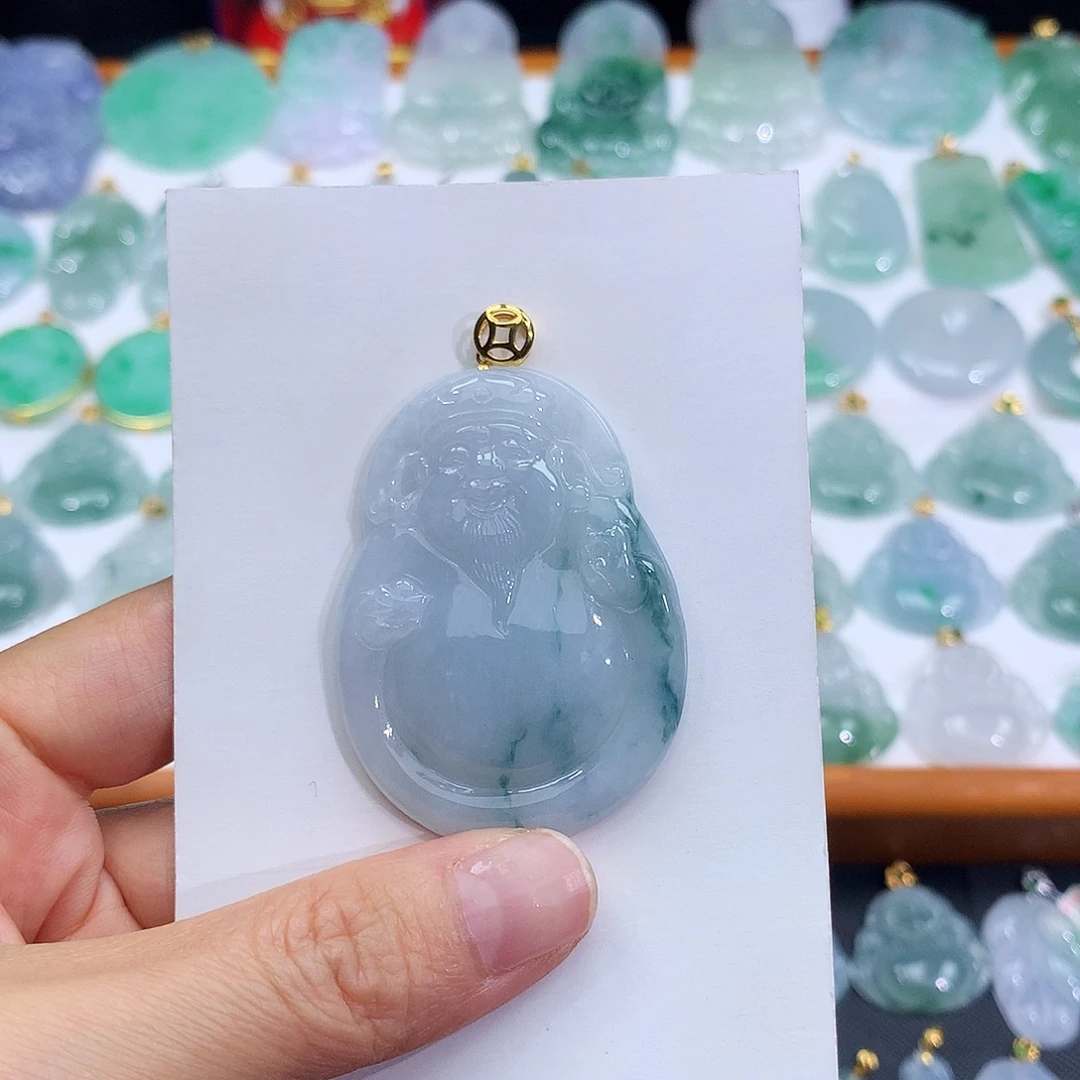 翡翠18K金镶嵌颈饰翡翠吊坠