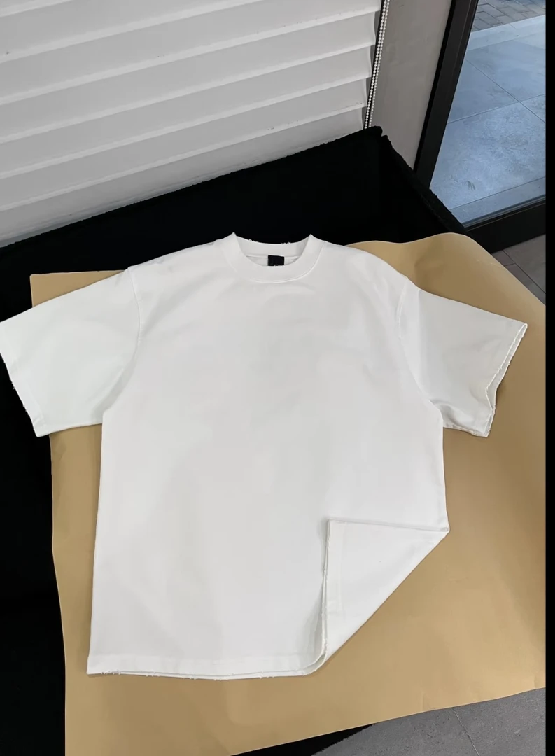 古德绿植刺绣美式短袖小领口高克重潮牌设计男女同款