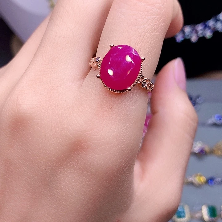 淡***忧戒指红宝石银S925镶嵌