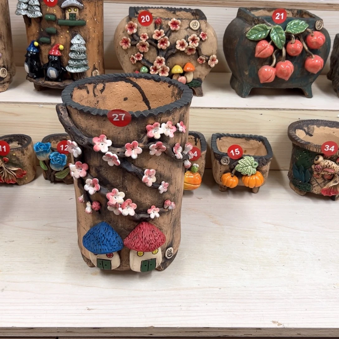 紫砂花盆27号内口径15外高27