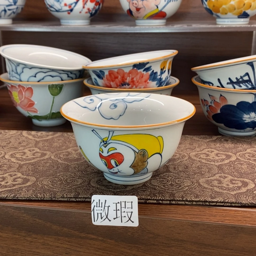 釉下手绘茶具微瑕
