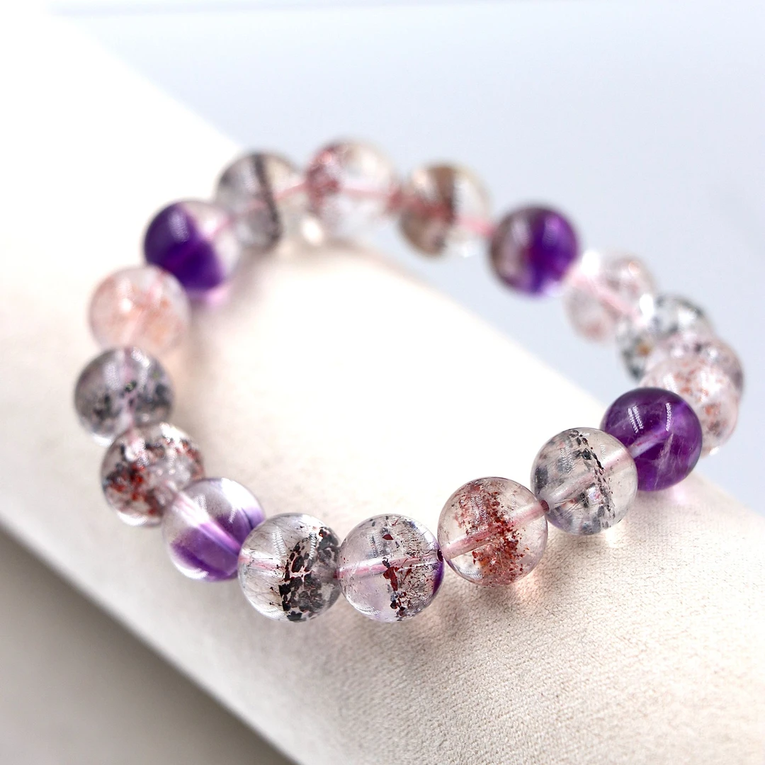 稀有矿高阶透体毒液金草莓共生仙女超七水晶手串K8171-多样性发一