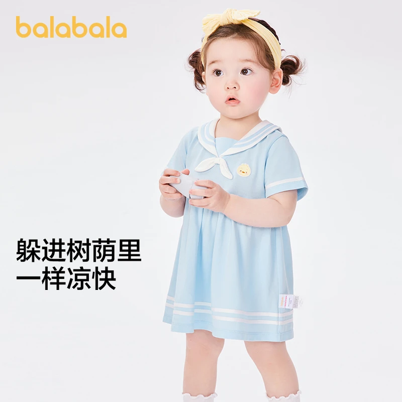 巴拉巴拉宝宝连衣裙婴儿裙子儿童公主裙女童夏装海军风甜美文艺萌