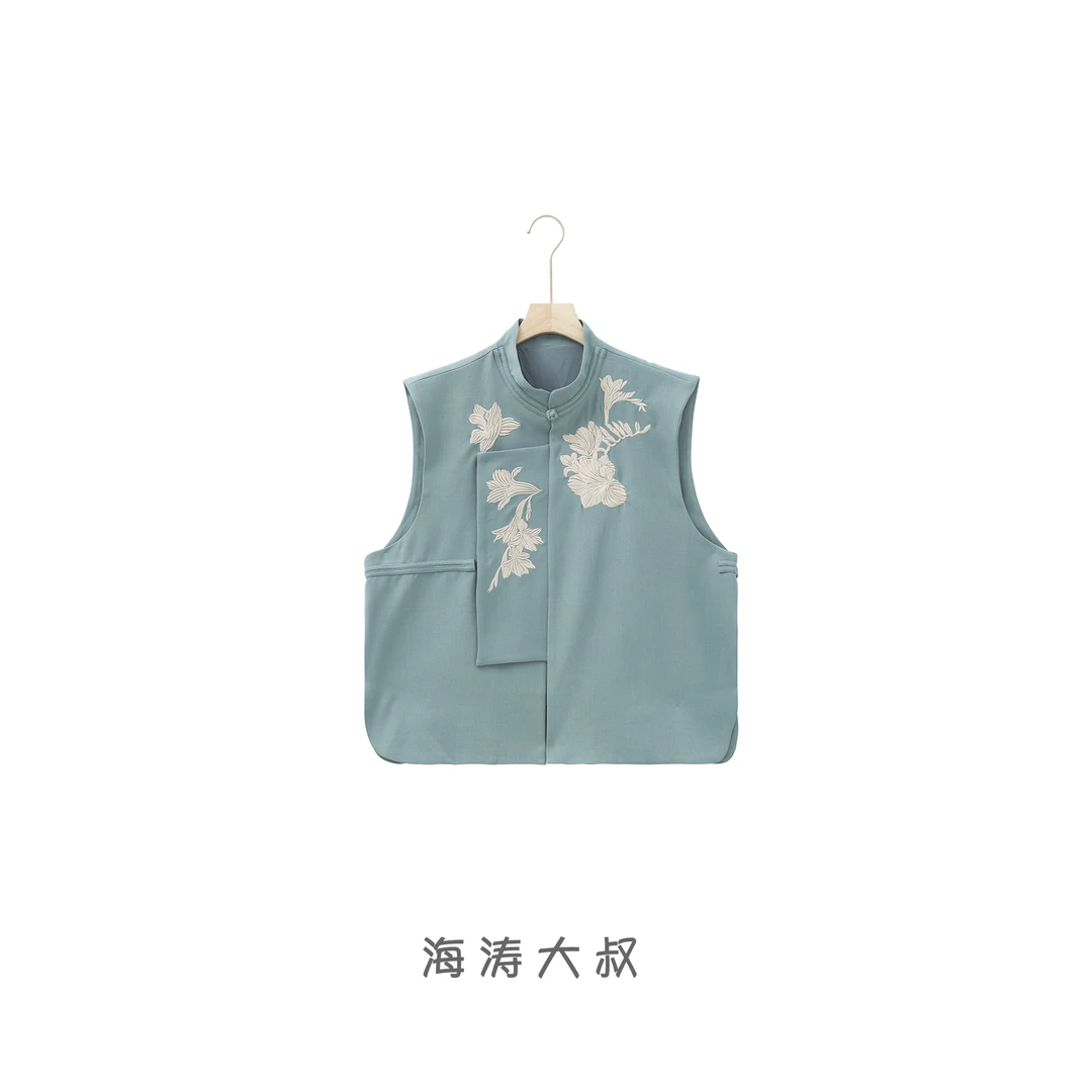 【东方颜彩】小众设计感新中式玉兰刺绣轻奢感叠穿马甲 NX1922