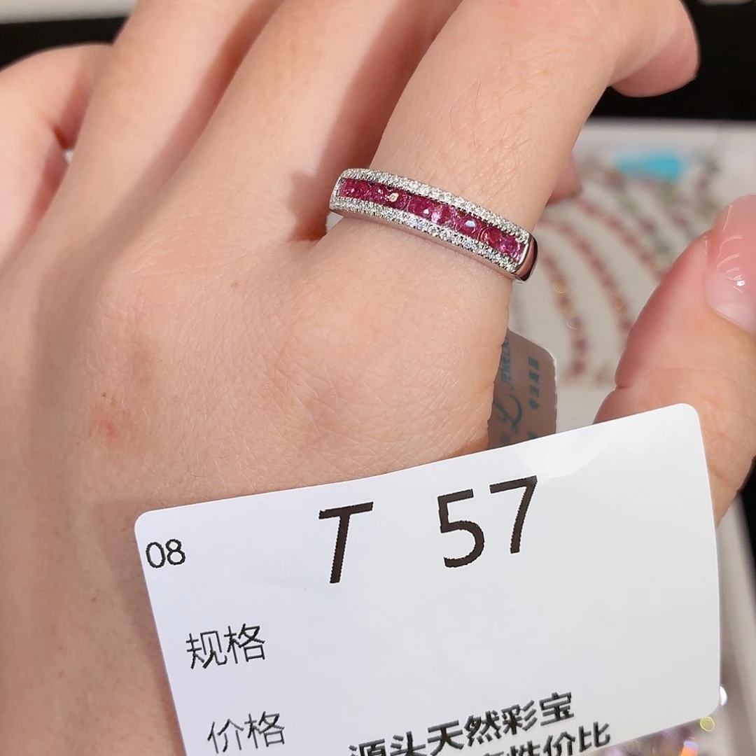 银S925镶嵌戒指红宝石t57