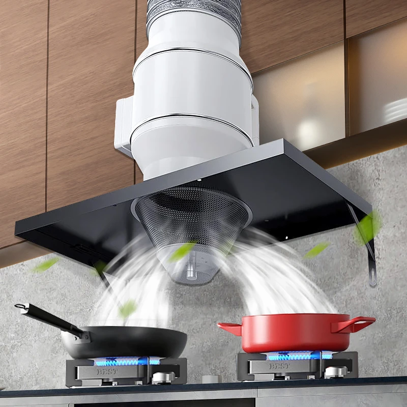 【新升级】强力增压家用排烟机出租屋抽烟机大吸力风机套装带拢烟罩