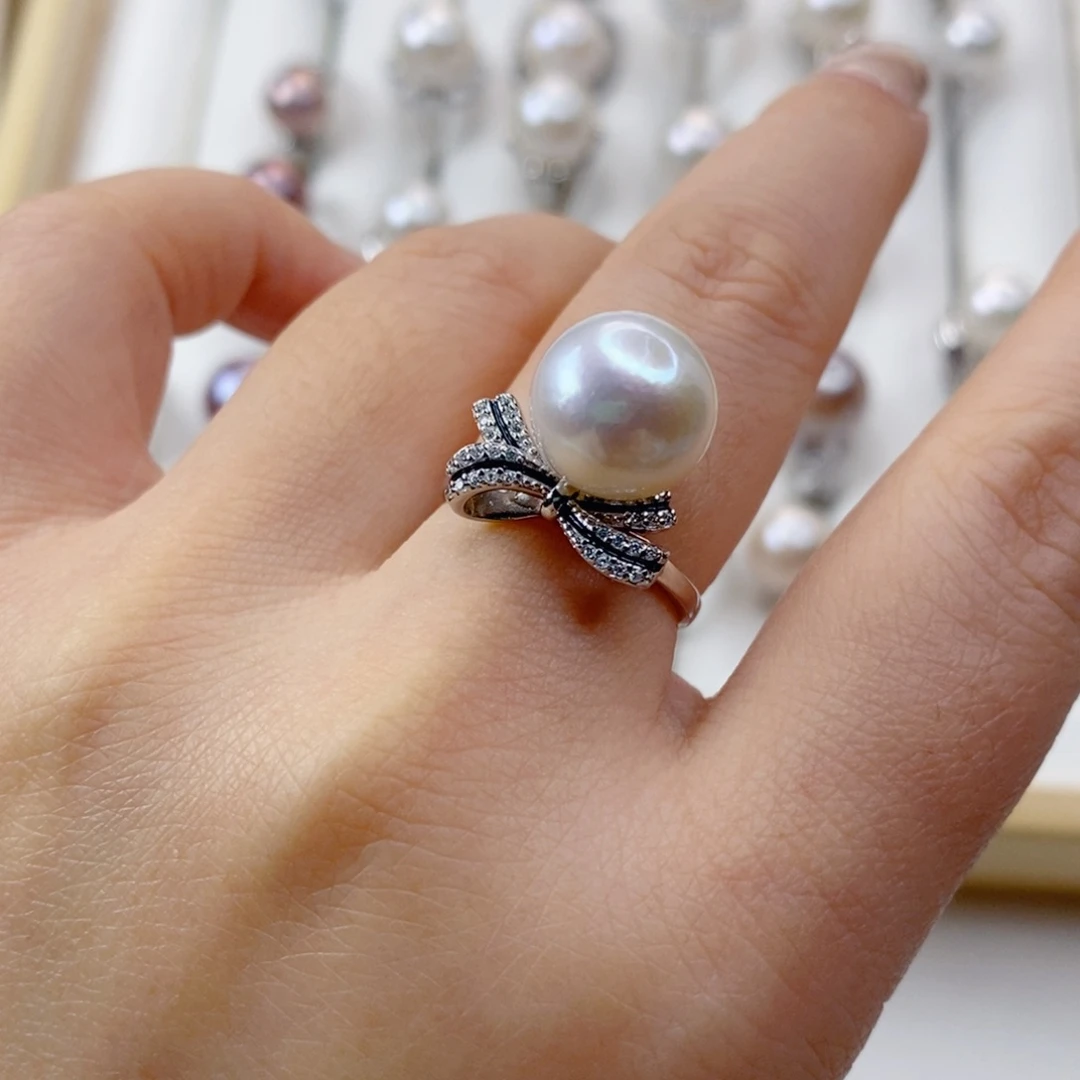 淡水珍珠戒指银S925镶嵌是**吖