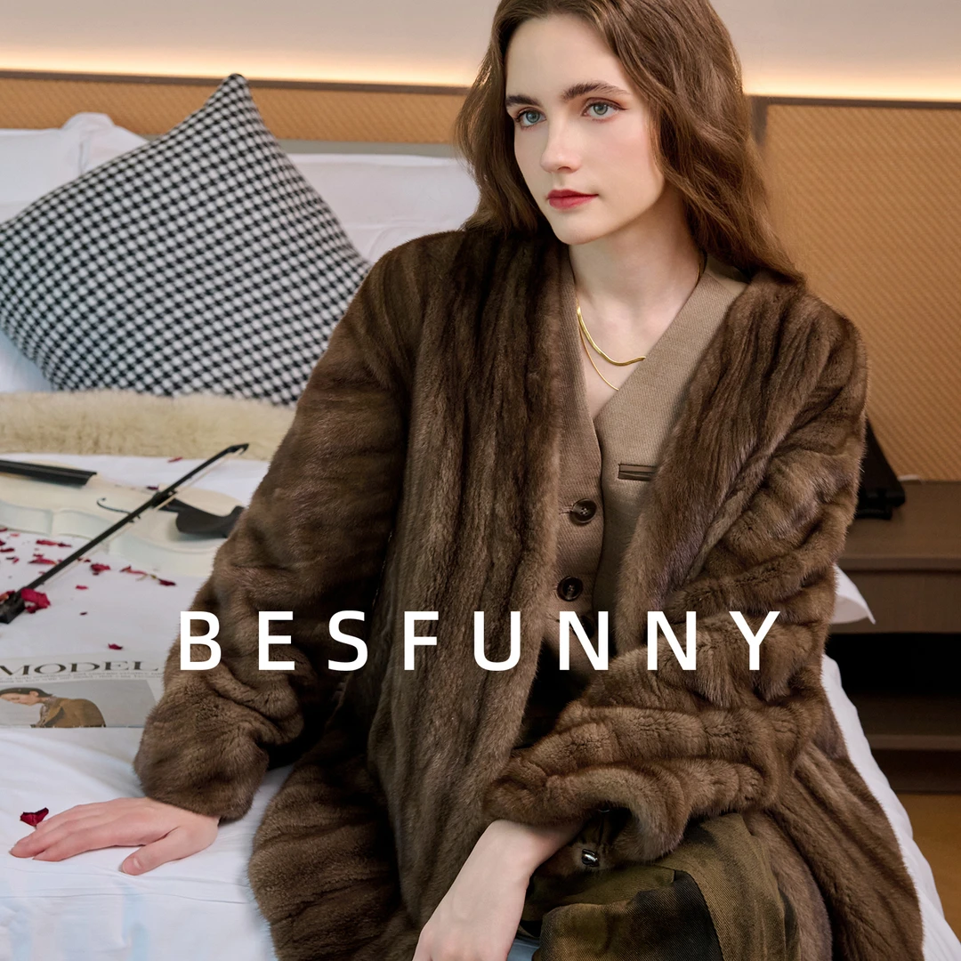 Besfunny露姐「雨巷」帕斯条本色中古全抽刀水貂外套貂皮大衣皮草