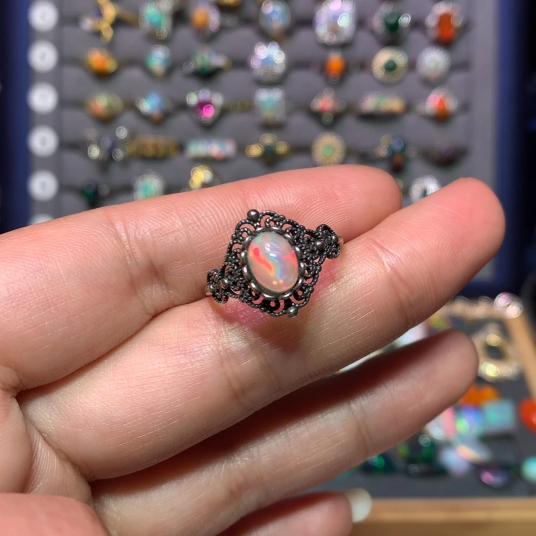 欧泊戒指款式银S925镶嵌