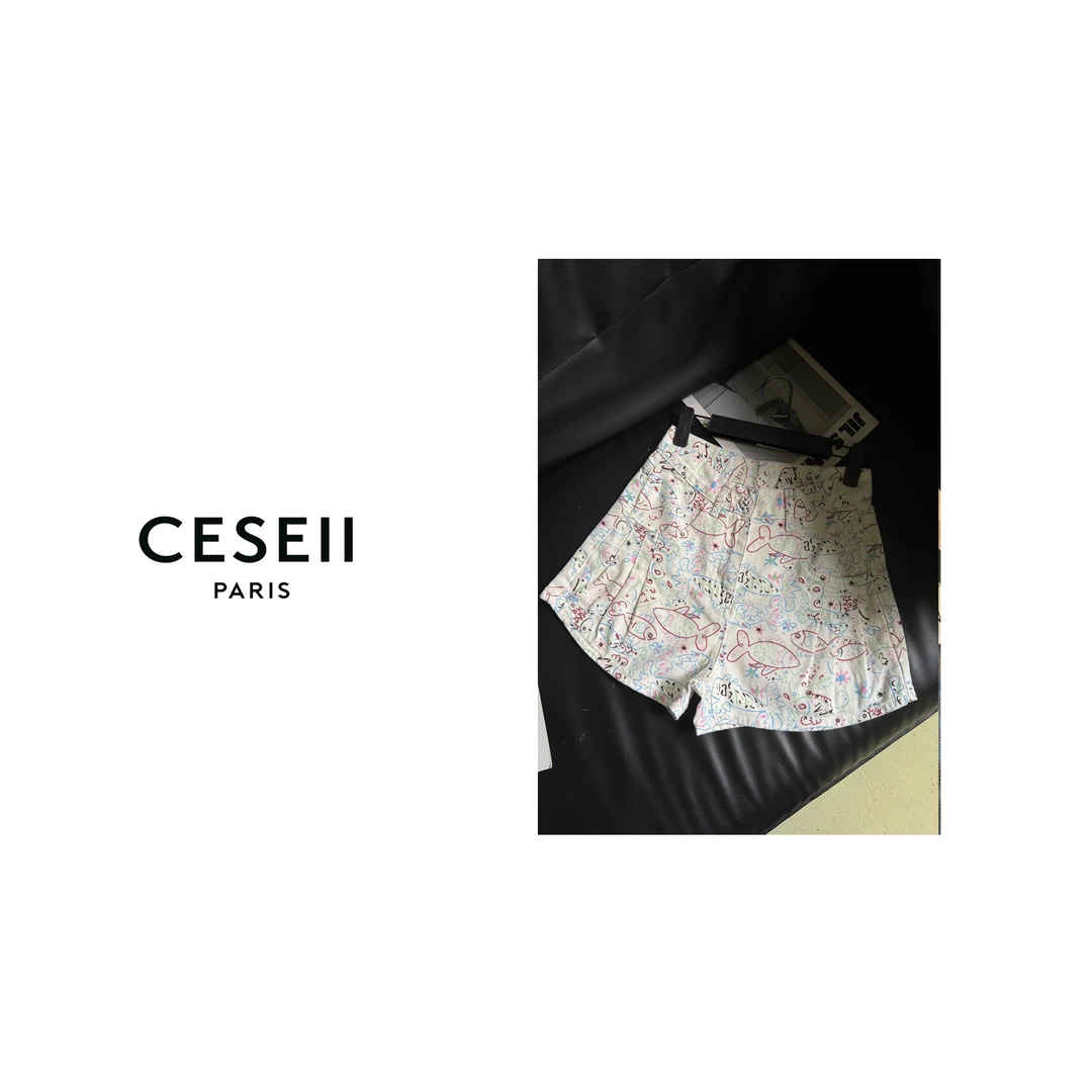 【25XJ087】CESEII25春夏时尚牛仔重工洗水百搭耐穿小鱼牛仔短裤