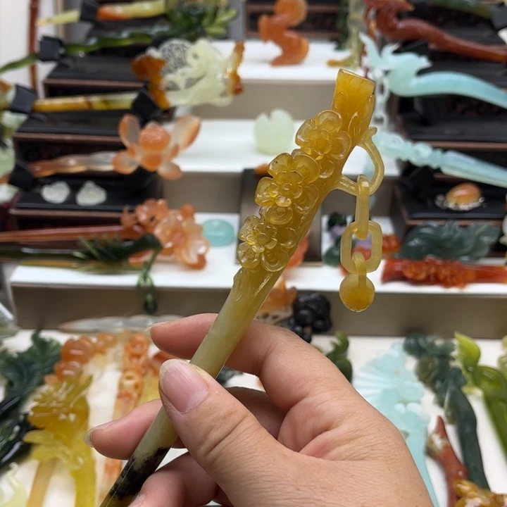 蛇纹石玉未镶嵌岫玉发簪