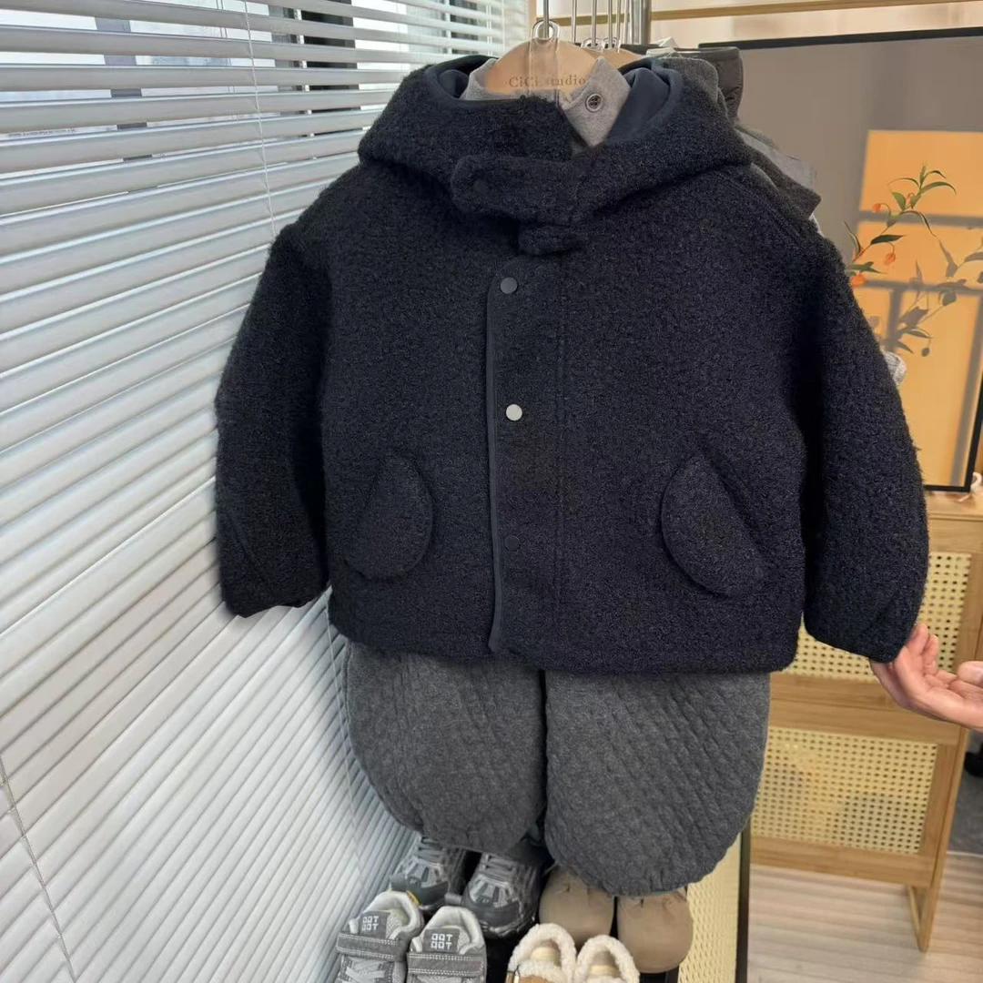 童装男童2025年冬外套时尚韩系宽松保暖加绒外套韩版森系毛毛衣