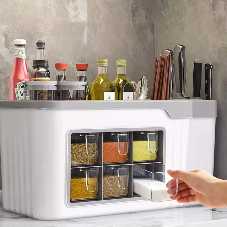 调料盒厨房家用组合套装用品一体多格调味瓶收纳盒味精盐调料罐子