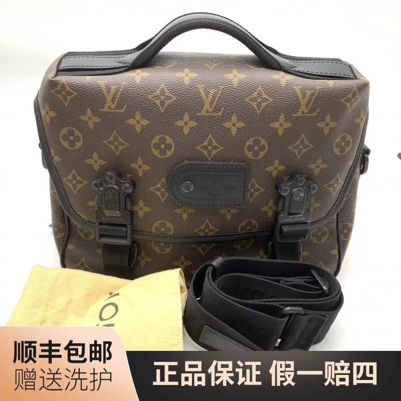 99新 LouisVuitton/路易威登 LV棕老花双扣斜挎包/10020545二手包