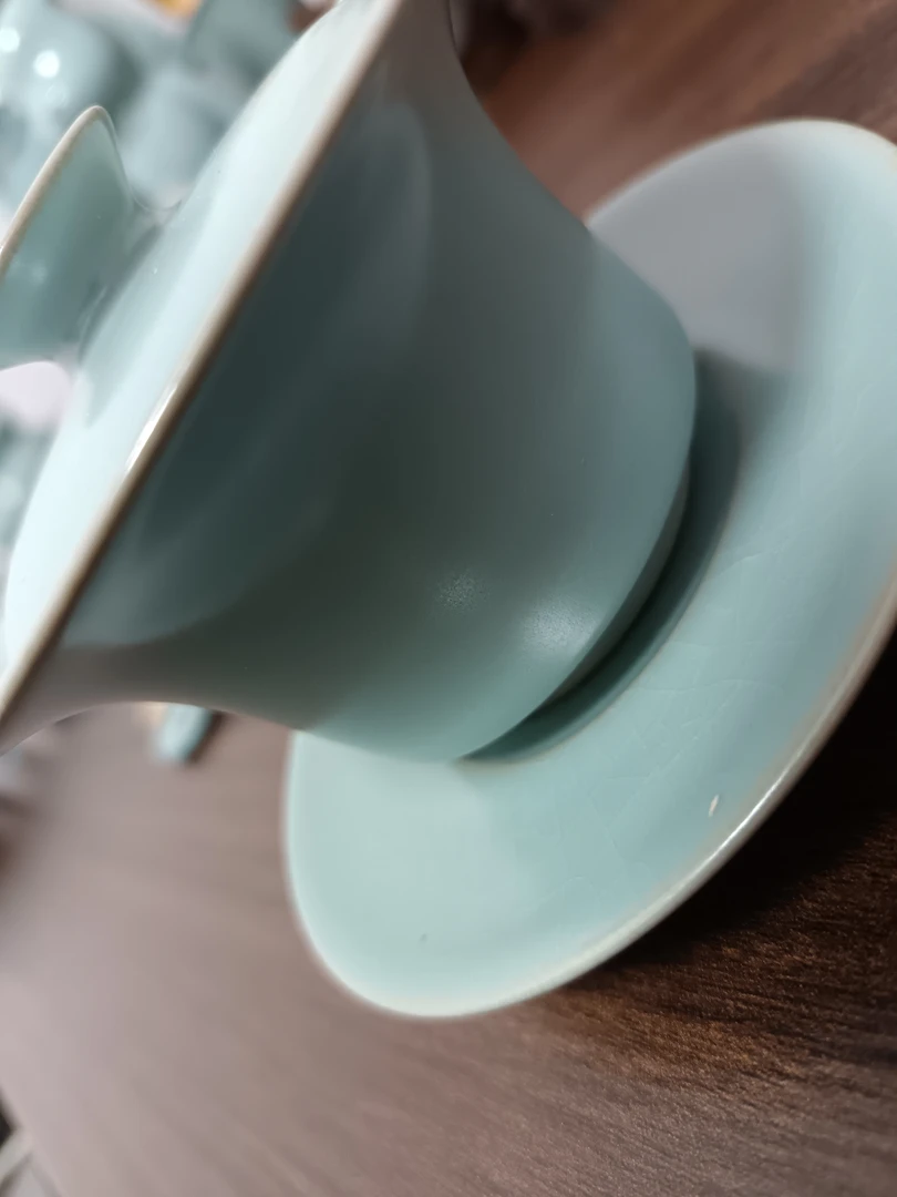 盖碗.原矿玛瑙入釉仿古釉水支钉烧