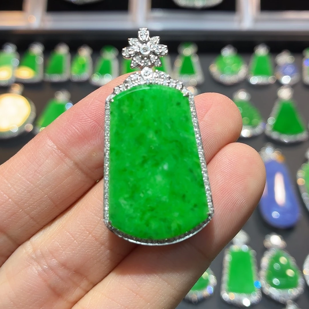 翡翠18K金镶嵌吊坠(不含链)128