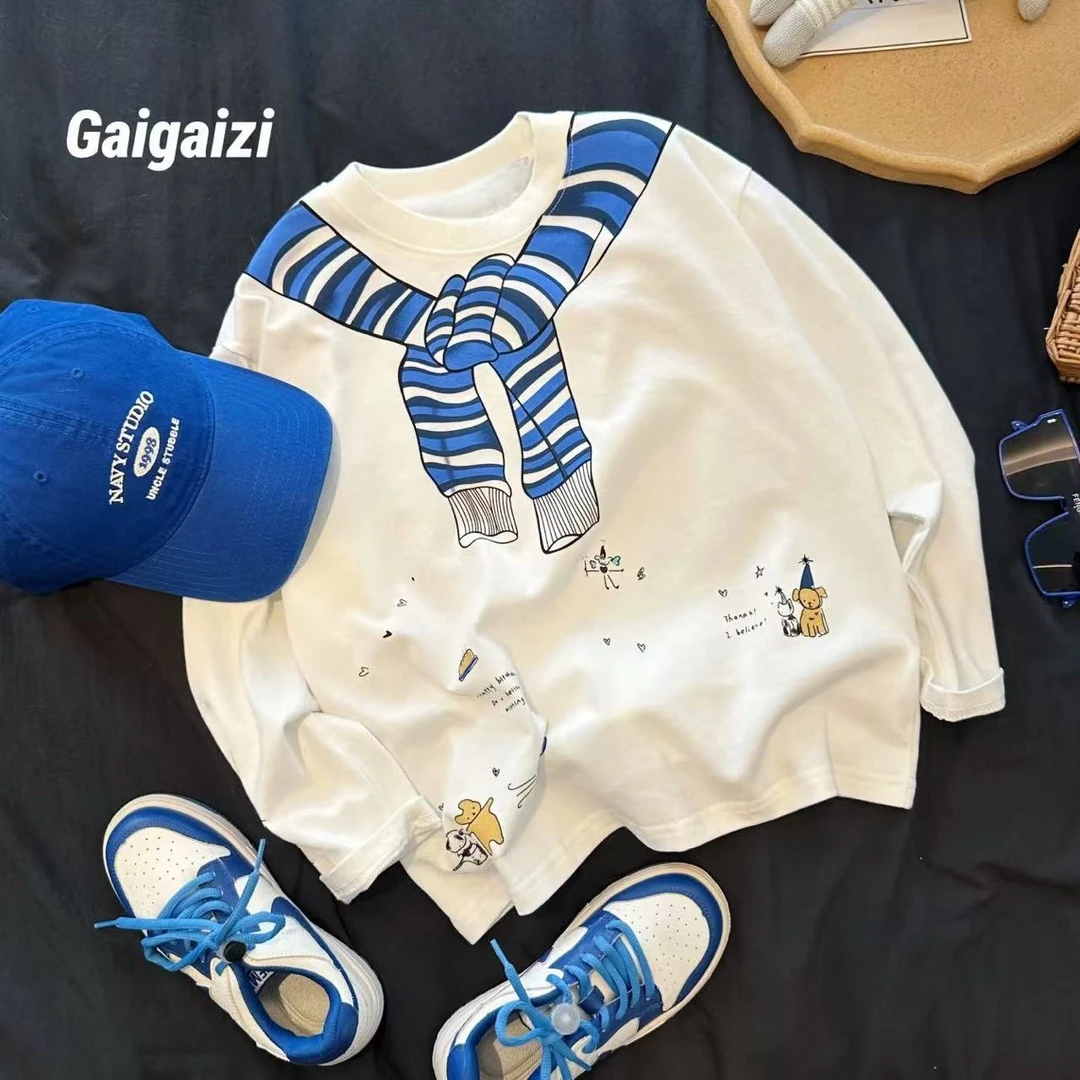 初秋儿童男童秋季服装长袖T恤中小童春秋圆领卡通休闲上衣宝宝